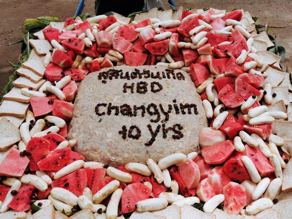 Chang Yim's special birthday cake on his 10th birthday.